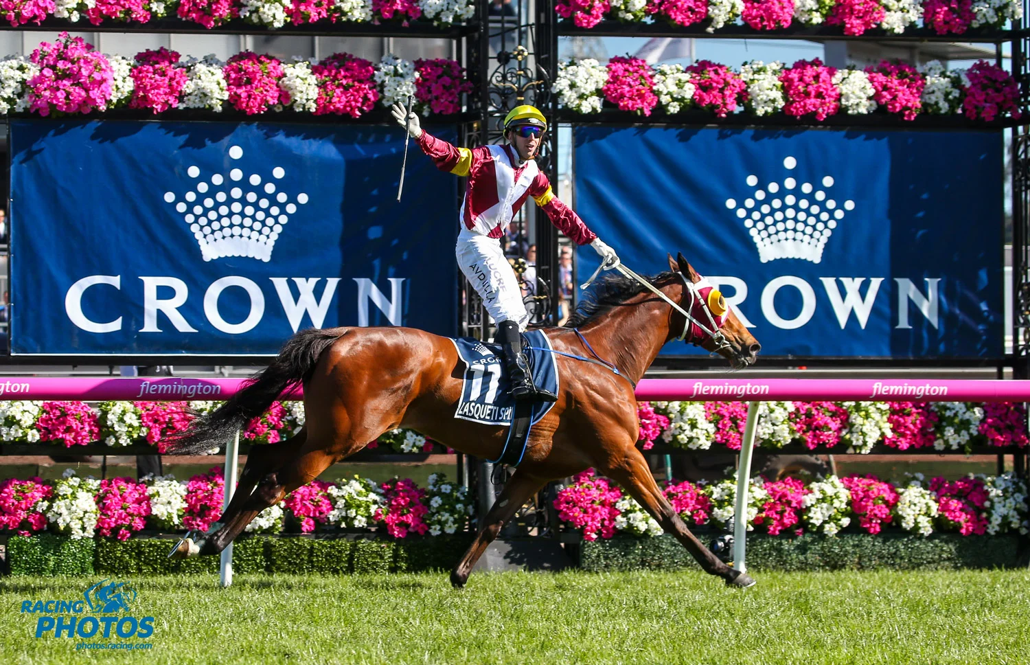 Image courtesy Racing Photos - The stewards took a dim view of Brenton Avdulla's antics as Lasqueti Spirit won the Crown Oaks.