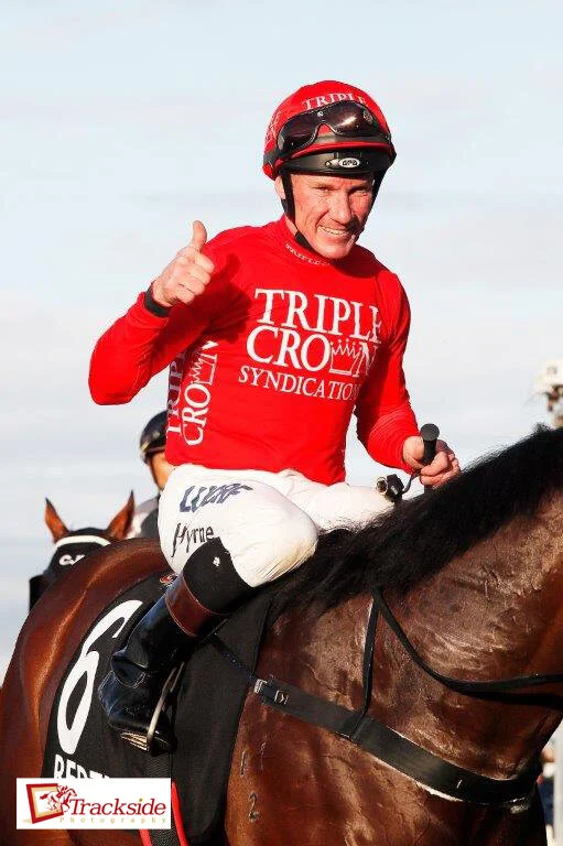 Image courtesy Trackside Photography - A special moment for Jim Byrne. A win in the Doomben $10,000 in his hometown.