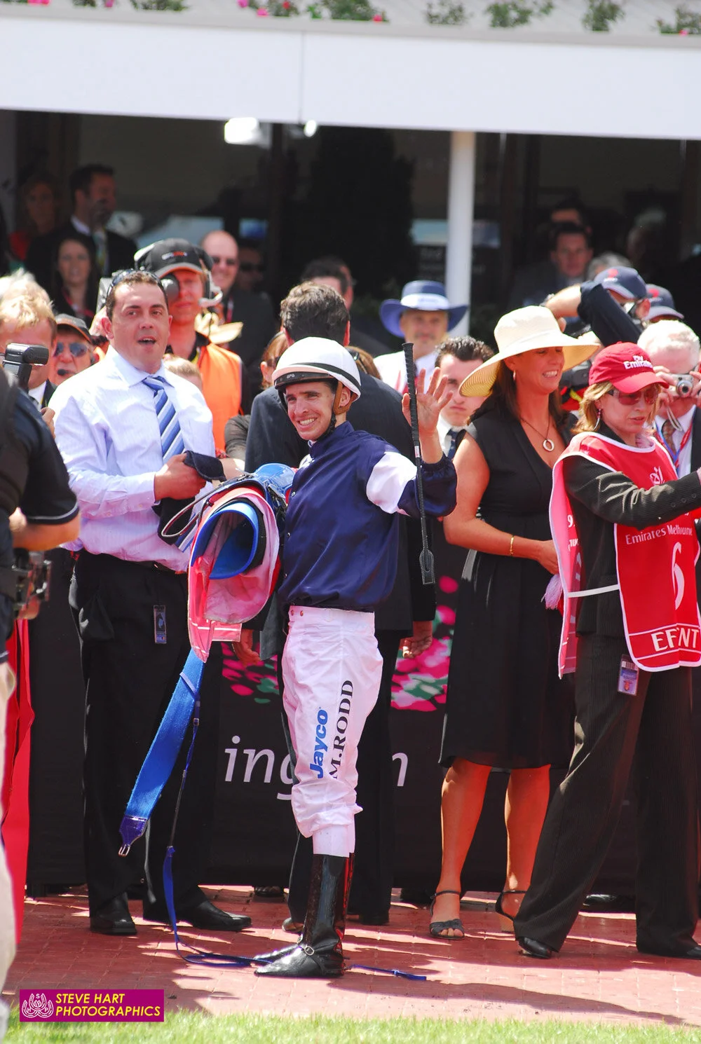 Michael acknowledges the plaudits of the crowd before weighing in after the Cup - courtesy Steve Hart Photographics.