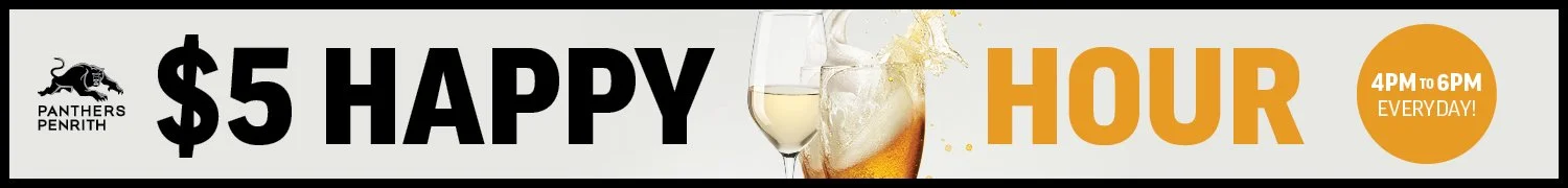 Happy hour banner for Panthers Penrith