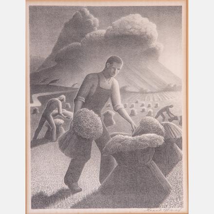 GRANT WOOD, (AMERICAN, 1892-1942) - APPROACHING STORM. Estimate: $2,000 - $4,000. Lot #102. View Lot >