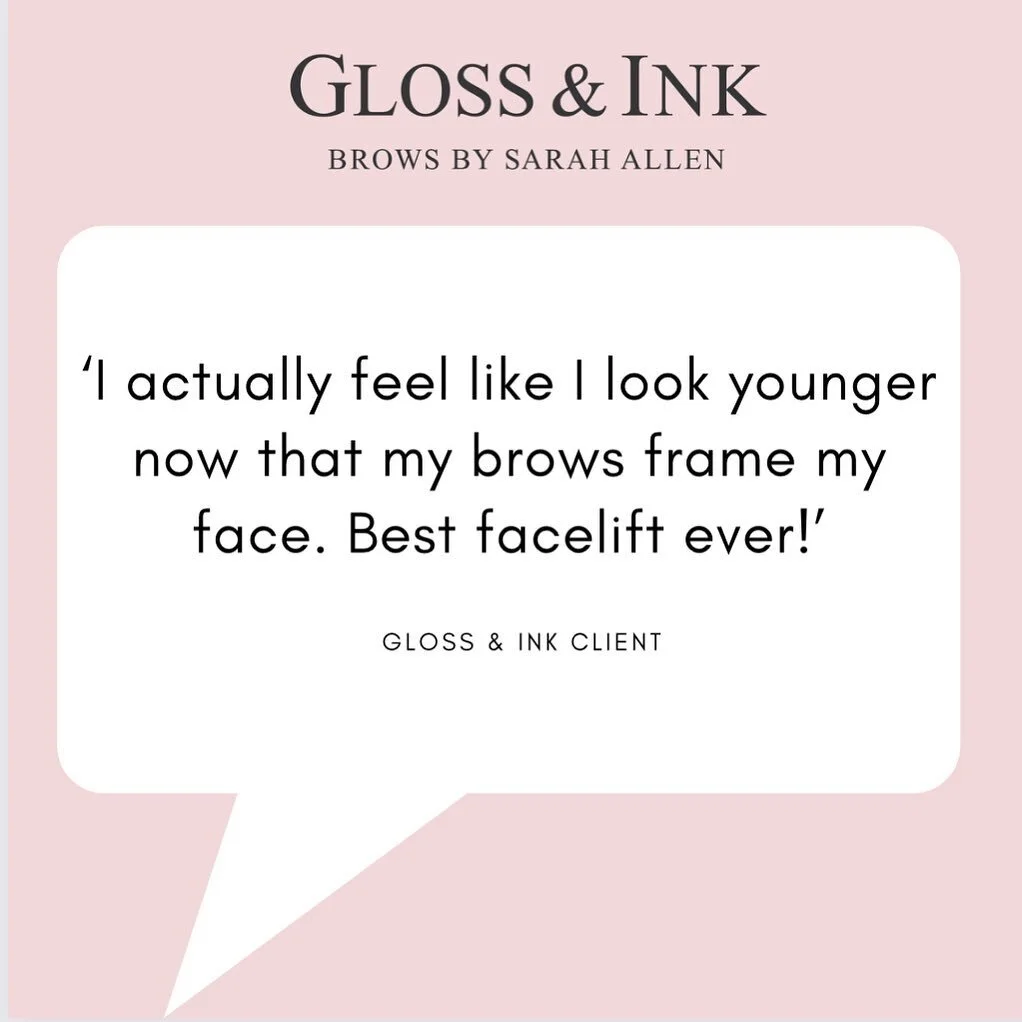 // Gloss &amp; Ink: Rave Review //

Brows before Botox! The anti-ageing effect of brows that frame your face is the subtlest tweakment to &lsquo;open&rsquo; up your eyes and &lsquo;lift&rsquo; your face. 

Natural-looking brows are delivered at Gloss