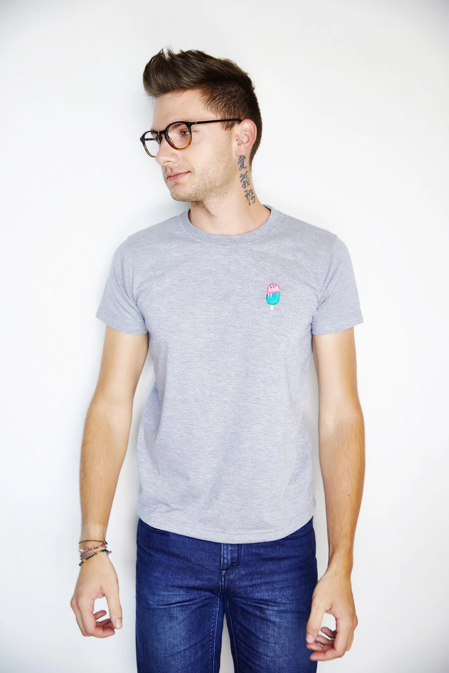 Watermelon popsicle Embroidered Cotton T- shirt