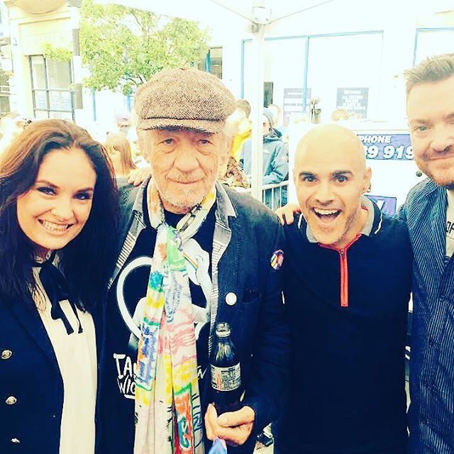 About to play @wiganpride &amp; met the legend Sir Ian McKellen! A great speech &amp; what an inspiring man - we're so geeking out right now! 🌈💜