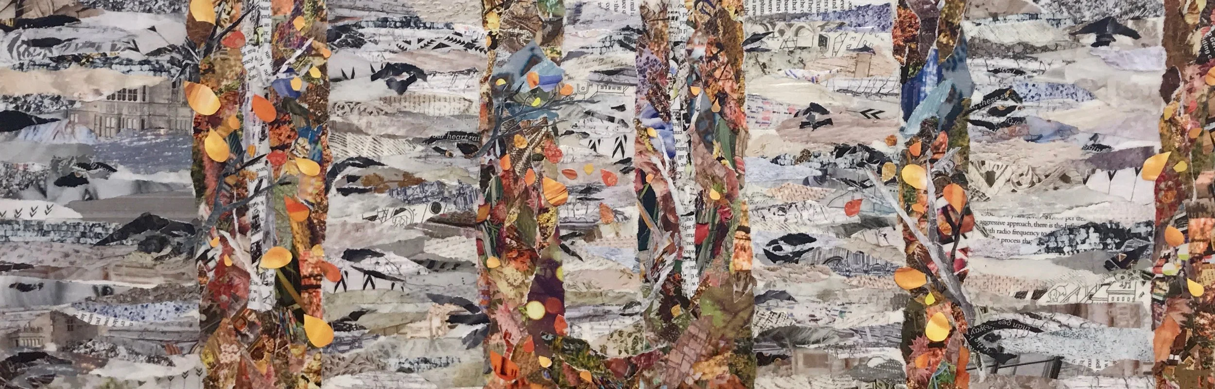 ‘Aspens in the Fall’ Collage on Canvas