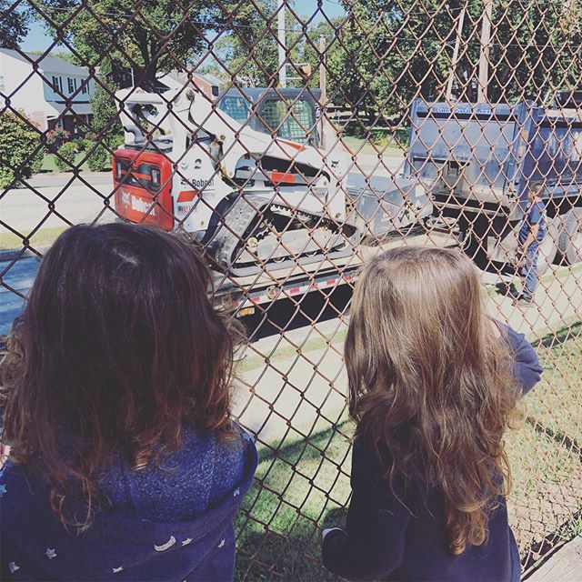 We love that our playground is a community park. We get to observe, question and make predictions about real life situations. Add construction vehicles and we are upset excited! #letthemplay #myworkisplay #creativeclubhouse #explore