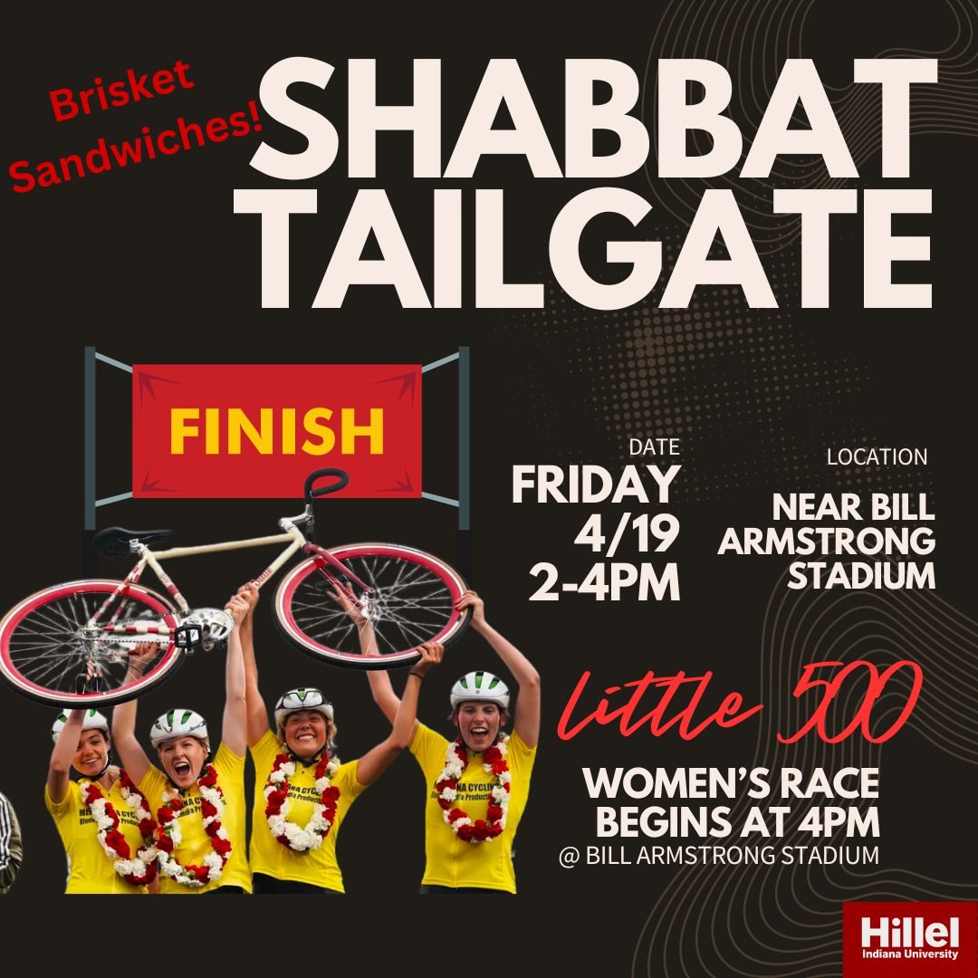 In place of our regular Shabbat celebration, we will be tailgating at the women's little 500 race tomorrow! We'll be near the Bill Armstrong Stadium where the race will take place but check our story on Friday for a more precise location! Enjoy a del