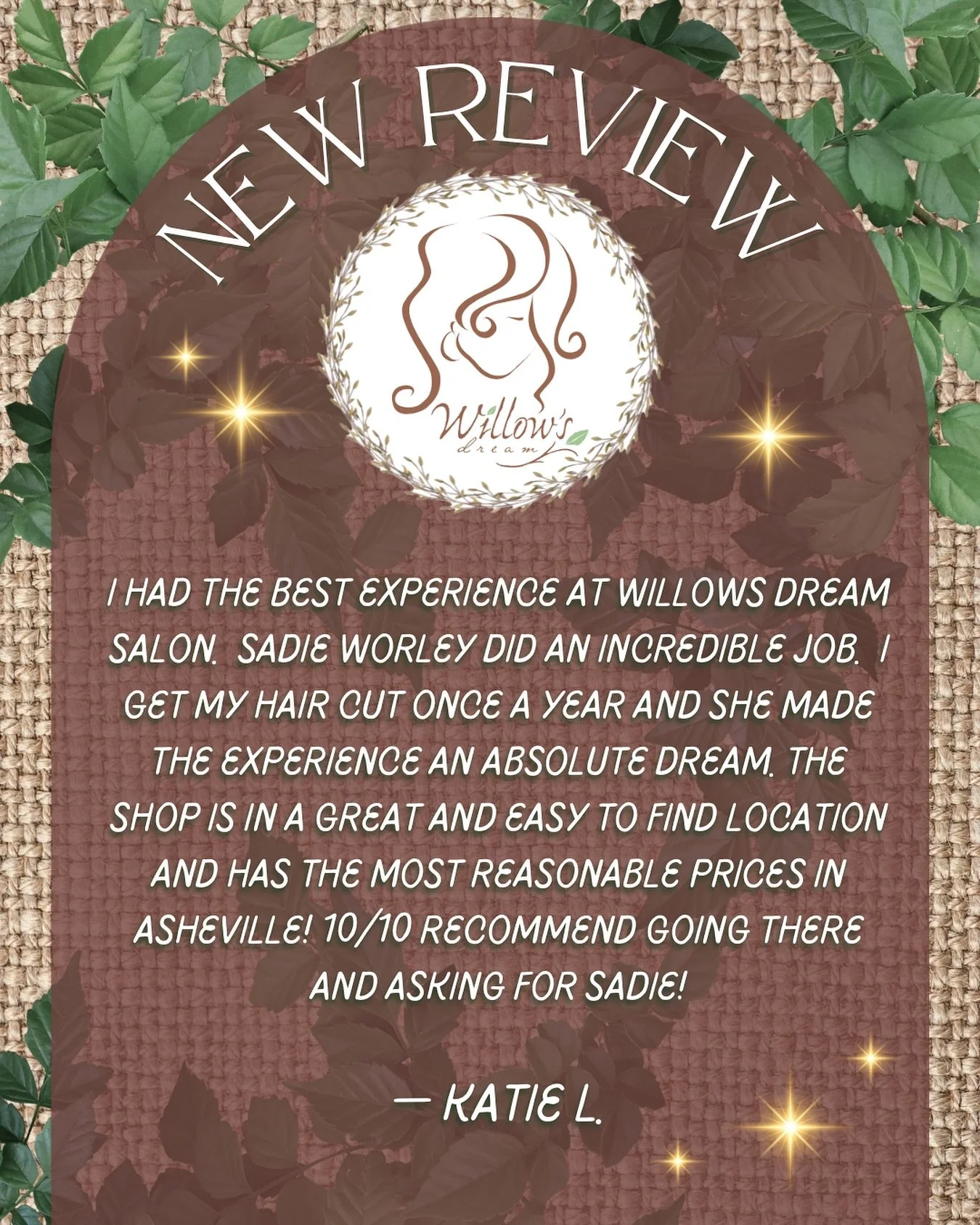 ✨ NEW REVIEW ALERT ✨🚨
&ldquo; I had the best experience at Willow&rsquo;s Dream Salon. Sadie Worely did an incredible job. I get my haircut once a year and she made the experience an absolute dream. The shop is in a great and easy to find location a