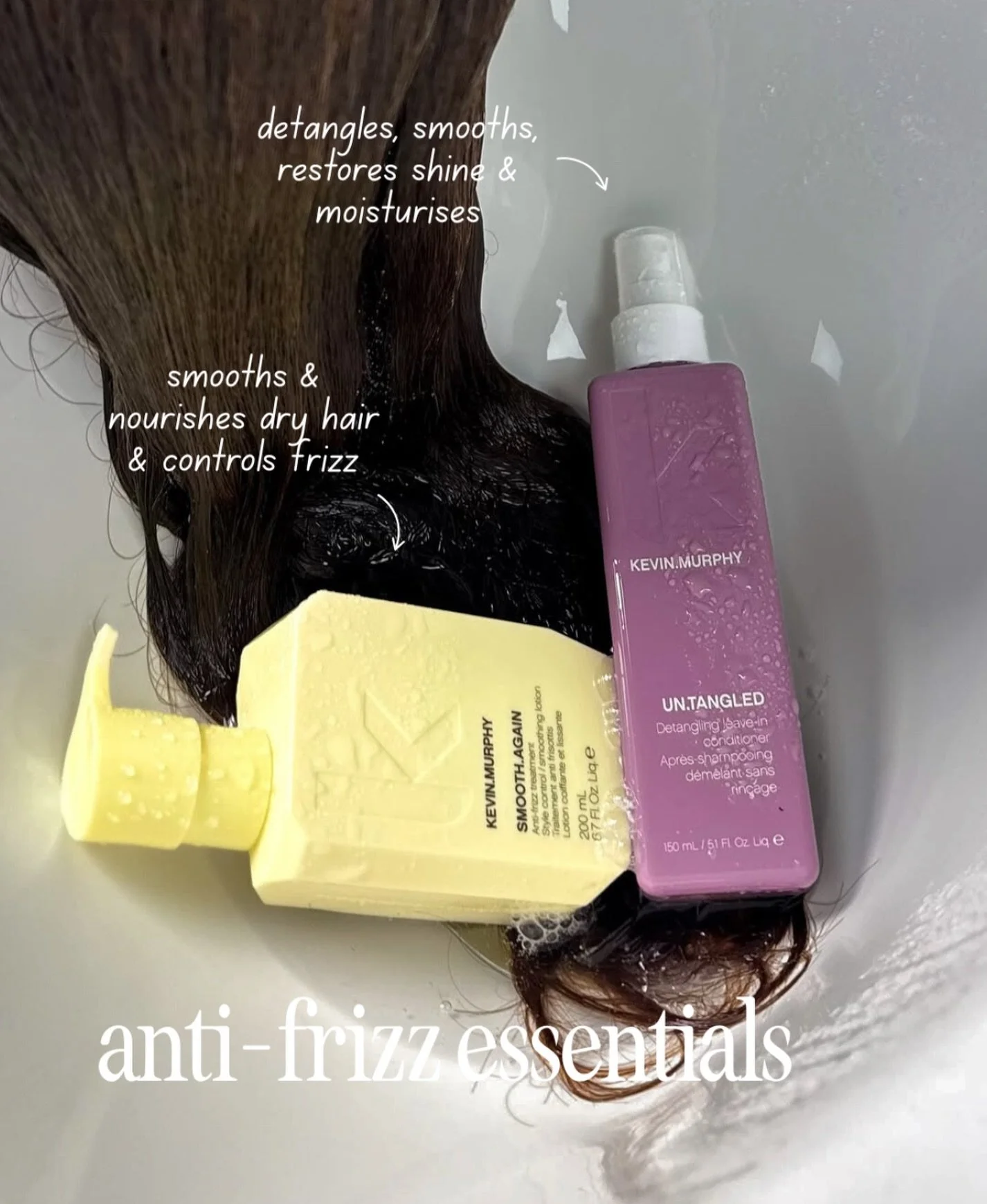 Does dry winter weather have your hair feeling PARCHED and FRIZZY ? We can help! @kevin.murphy SMOOTH.AGAIN and UNTANGLED have the hydration 💦 ✨your locks are craving! 
.
.
.
#salonhaircare #organichaircareproducts🌿 #supportsmallbusiness #asheville