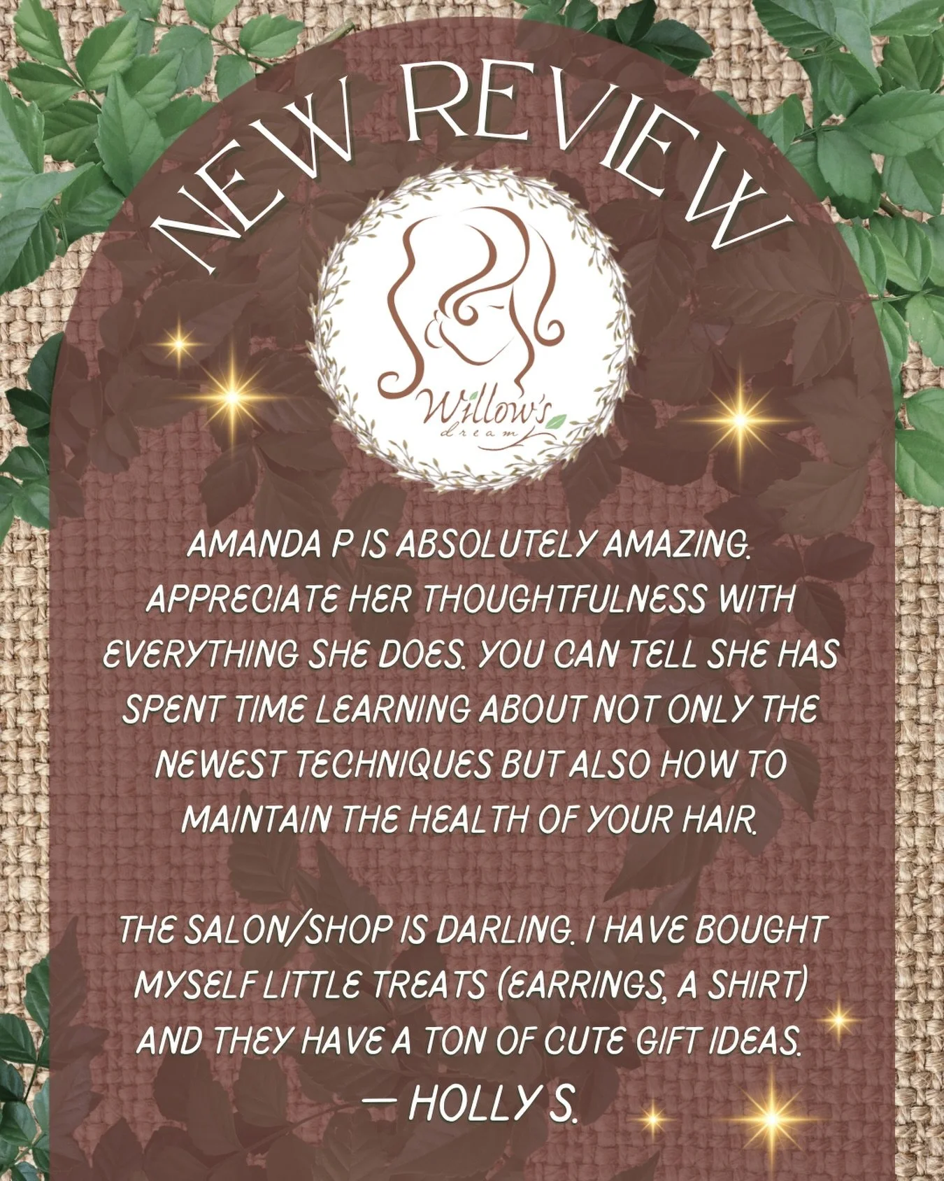 ✨NEW REVIEW ALERT✨
&ldquo;Amanda P is absolutely amazing. Appreciate her thoughtfulness with everything she does. You can tell she has spent time learning about not only the newest techniques but also how to maintain the health of your hair.

The sal