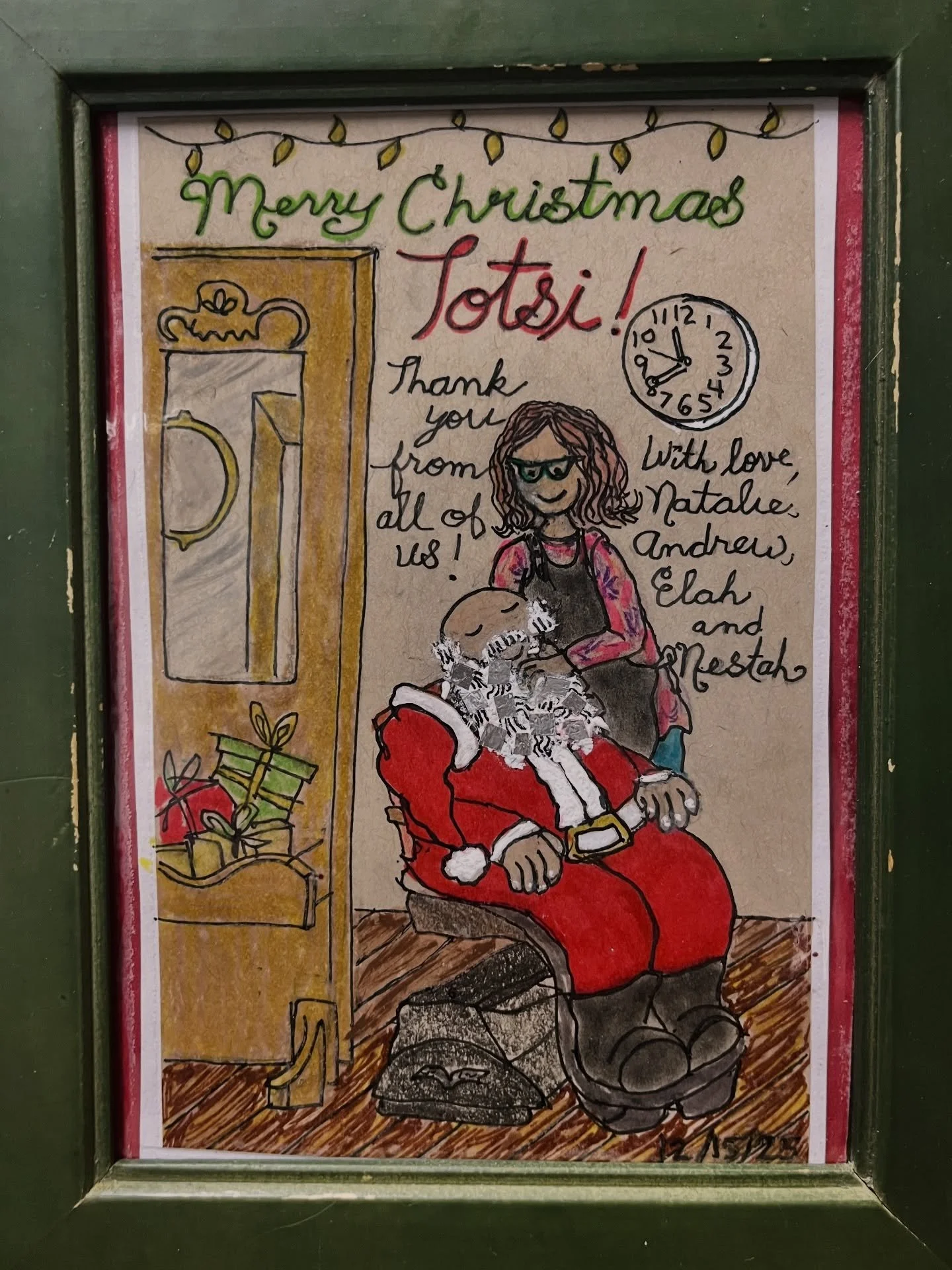 How sweet is this illustration of our own @totsycur foiling Santa&rsquo;s beard?! 🎄✨
.
.
.
#clientgifts #ashevillesalons #localsalon #ashevilleholidays #santa