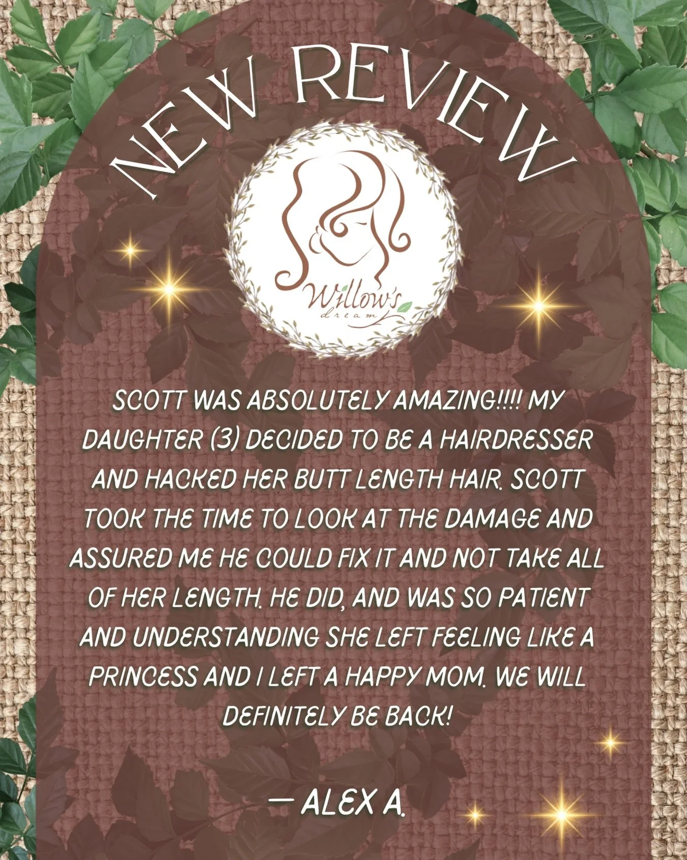 ✨NEW REVIEW ALERT✨ @scottwculpepper 
&ldquo;Scott was absolutely AMAZING!!!! My daughter (3) decided to be a hair dresser and hacked her butt length hair Scott took the time to look at the damage and assured me he could fix it and not take all of her