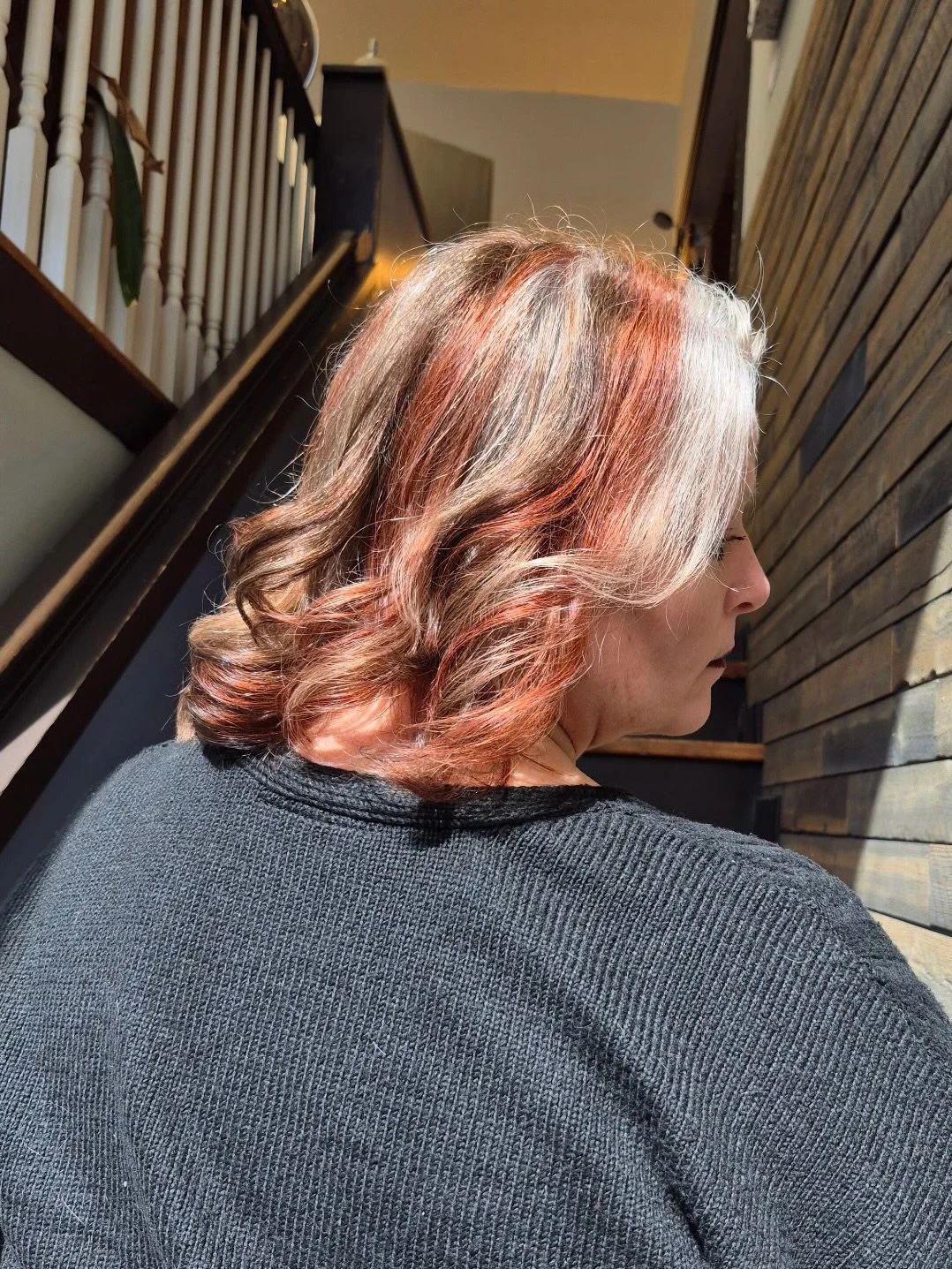 How RAD is this calico look that @shear.lockcombs created for her lovely mama!? 
🧡🖤⚪️🙌
.
.
.
.
#calicohaircolor #creativecolor #ashevillehair #ashevillesalons #althair