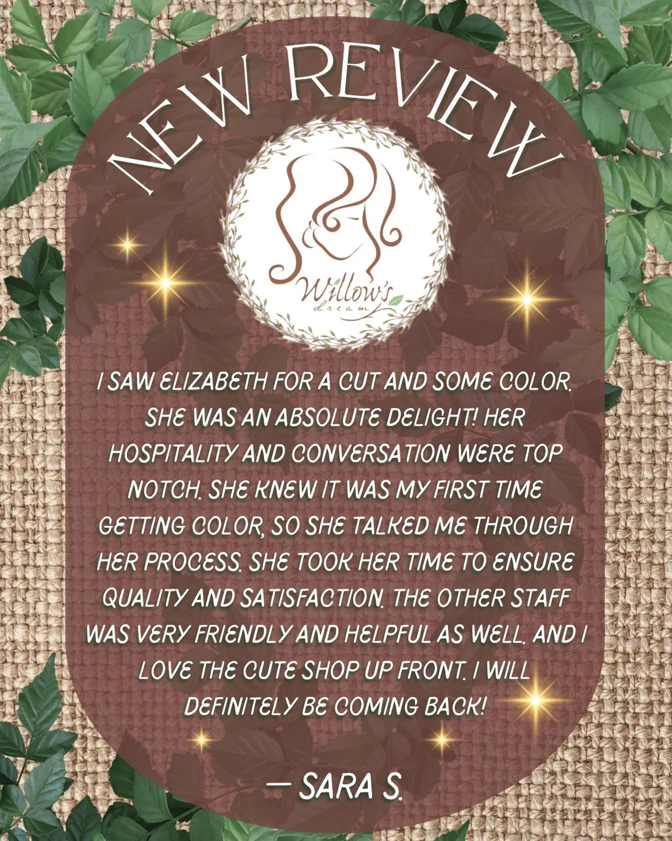 ✨NEW REVIEW ALERT ✨
&ldquo;I saw Elizabeth for a cut and some color. She was an absolute delight! Her hospitality and conversation were top notch. She knew it was my first time getting color, so she talked me through her process. She took her time to