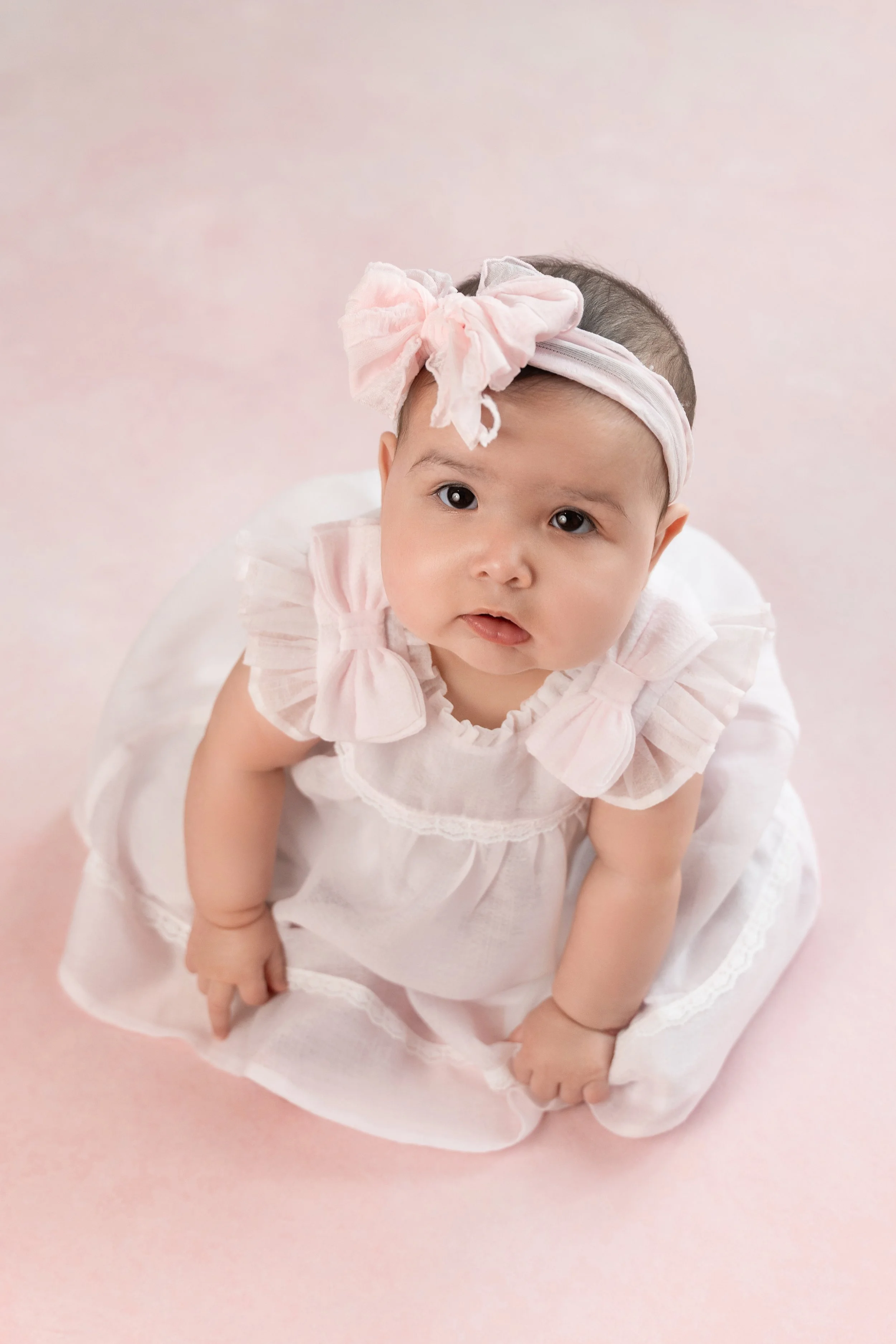 Studio milestone session for baby Presley at six months old in Cypress TX