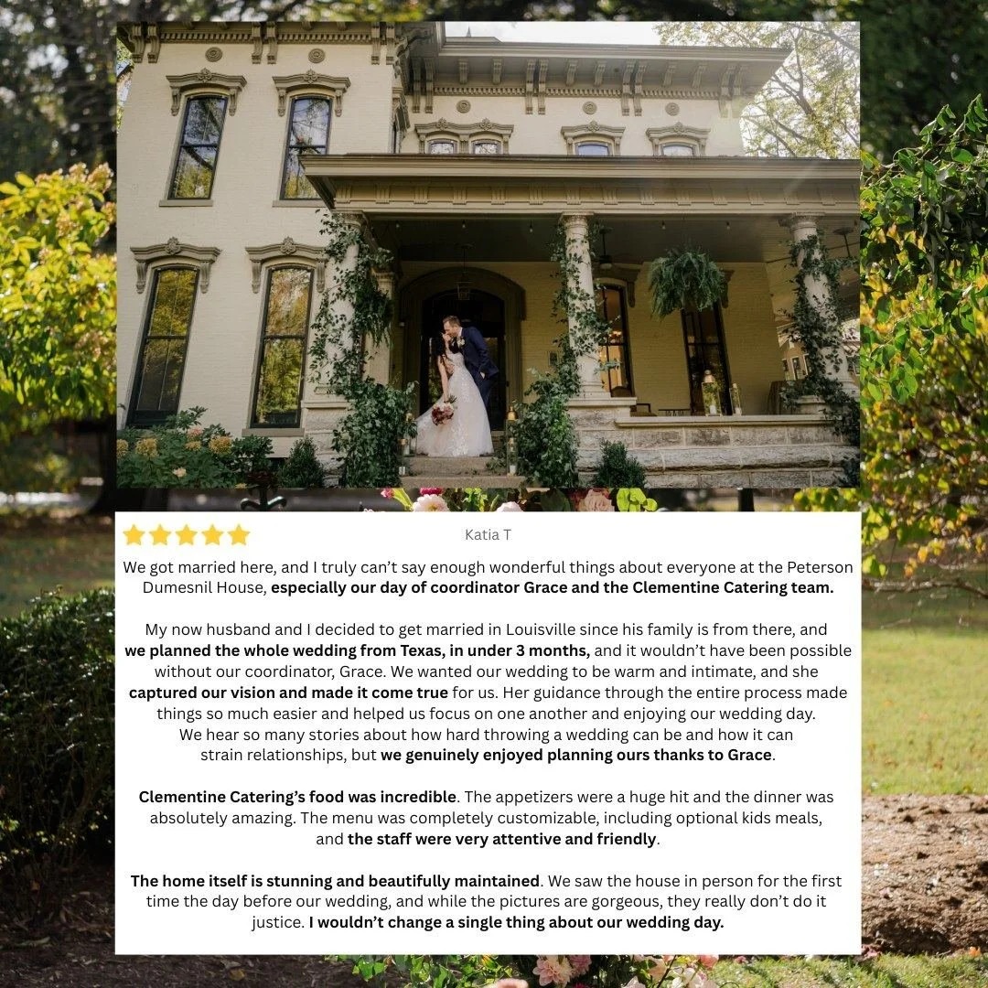 ✨Planning your wedding should be fun. With a great coordinator, catering team, and venue, it can be.✨

Our coordinator, Grace makes big day visions come true. @petersondumesnilhouseweddings 
Clementine Catering provides an incredible and customizable
