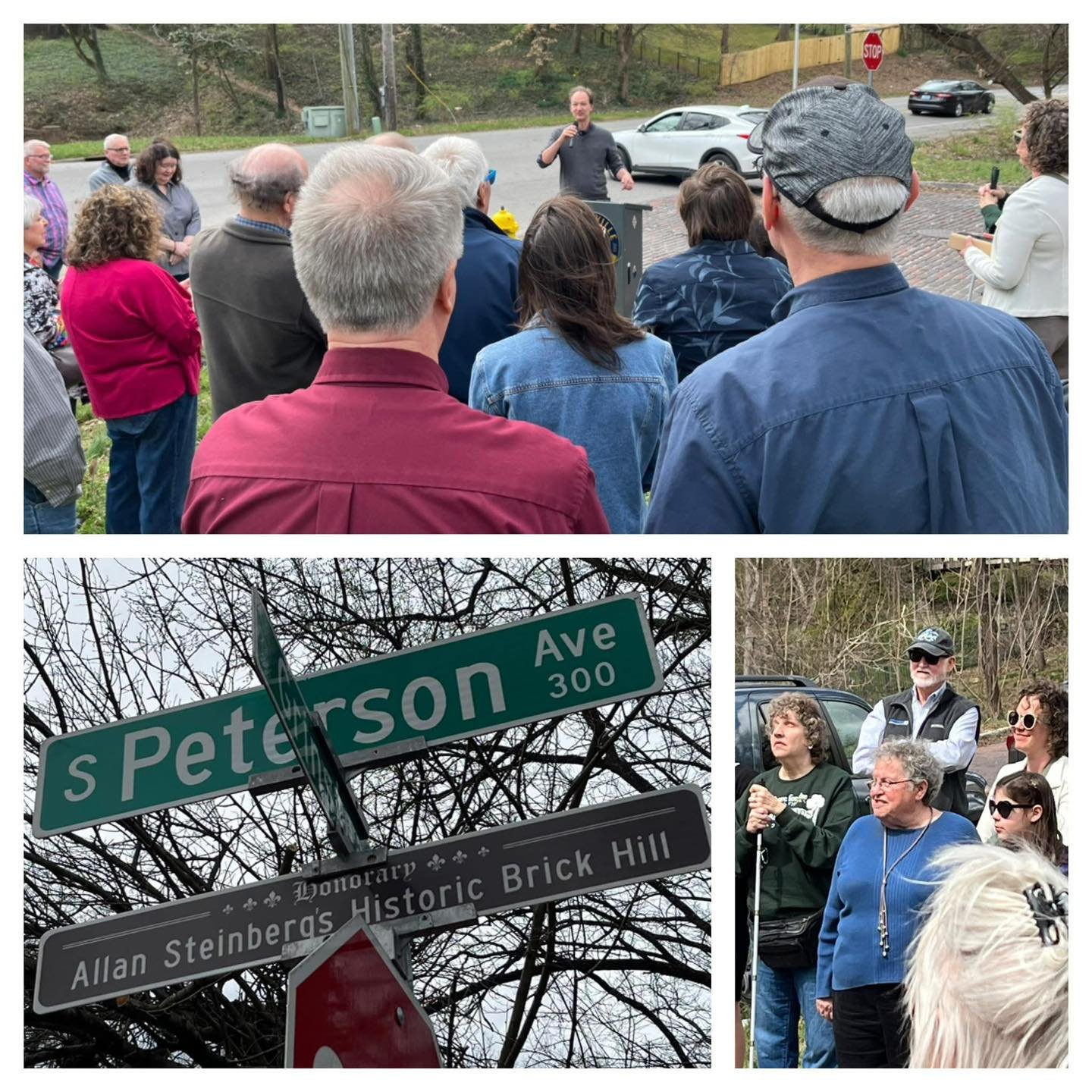 Thanks to all who braved the wind and joined us yesterday for the honorary street sign unveiling for Allan Steinberg&lsquo;s Brick Hill! 

Louisville Historical League Crescent Hill Community Council