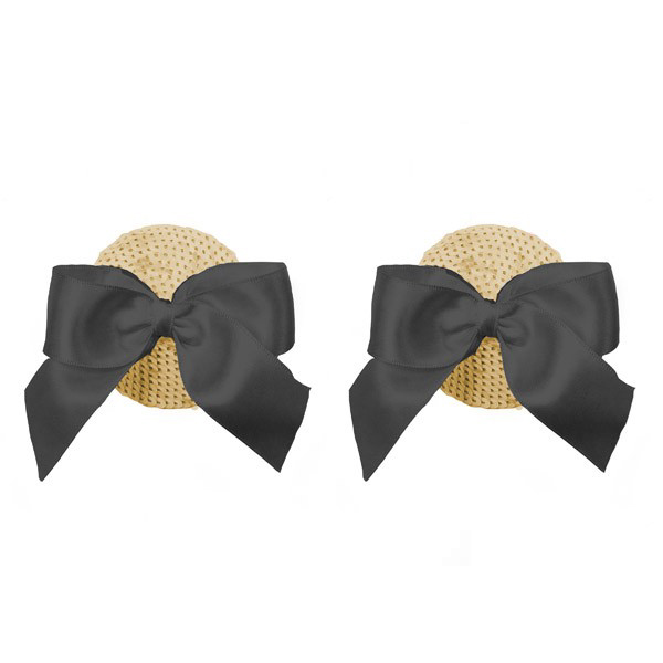 Nippies Gold Sequin Black Bow Pasties in Marilyn Gold