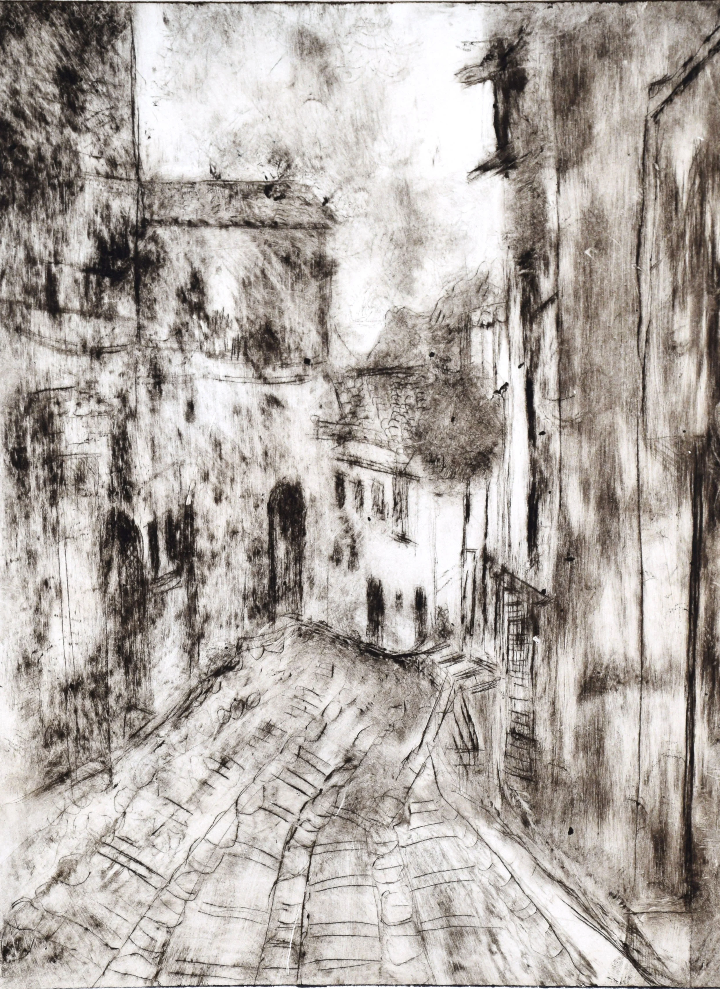 15" X 18" - Drypoint Print - La Coste, France