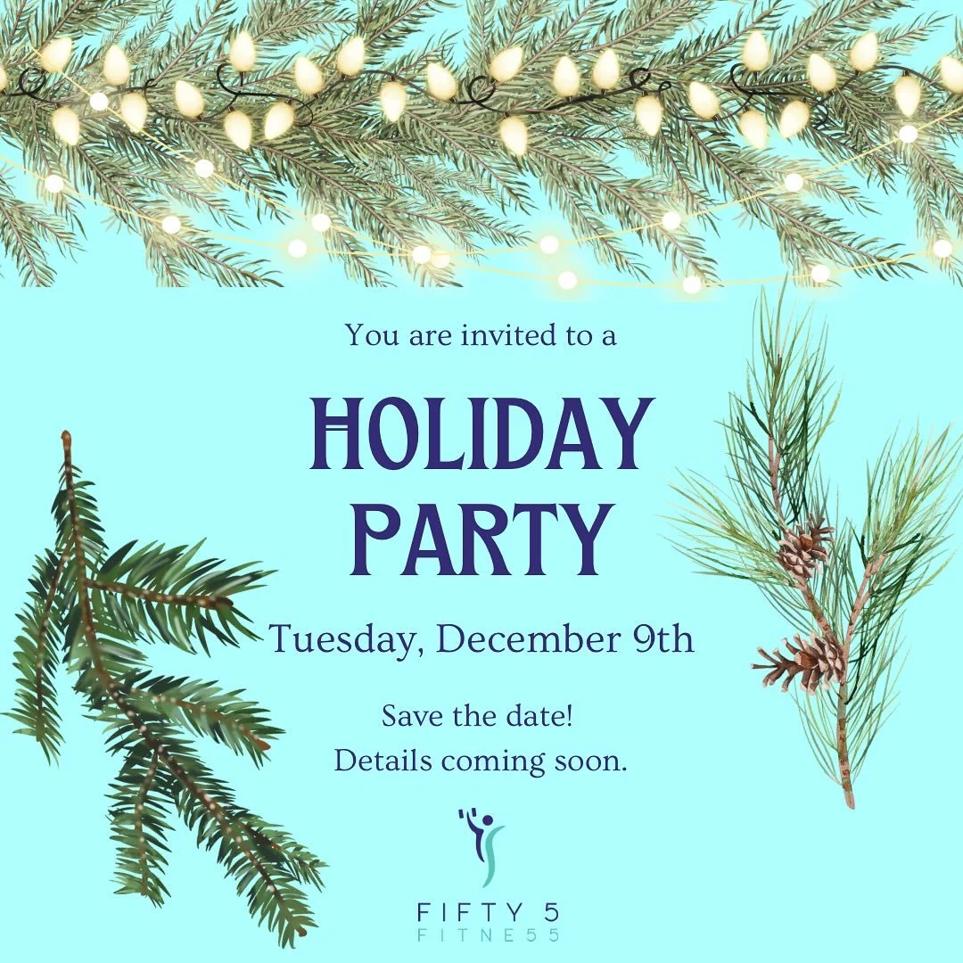🎉 Holiday Party 🎉 

Save the date for our annual client holiday party!! 

Tuesday, December 9th

Details coming soon! 

#fifty5fitnesswinnipeg #fifty5obsessed #community #strength #barre #trx #fun #kettlebells #keepmoving #yesyoucan #stronger #mobi