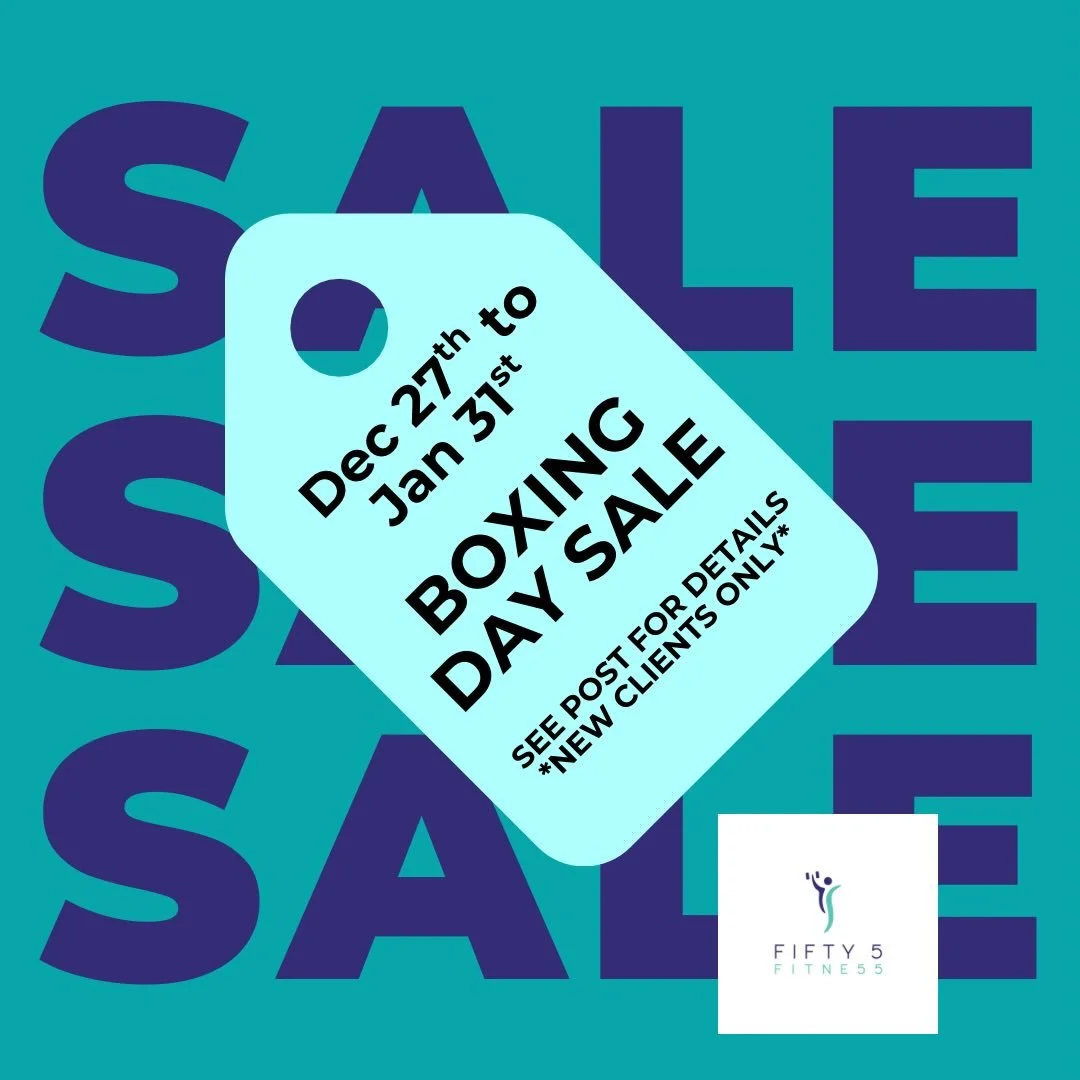 🏷️ Boxing Day Sale!

December 27th - January 31st

25% off all group fitness memberships!! 🙌🙌🙌 

Must be purchased in person. 

📧 Email Lisa at fifty5fitnessinfo@gmail.com to book a studio tour, and you can receive the 25% discount.

We can&rsqu
