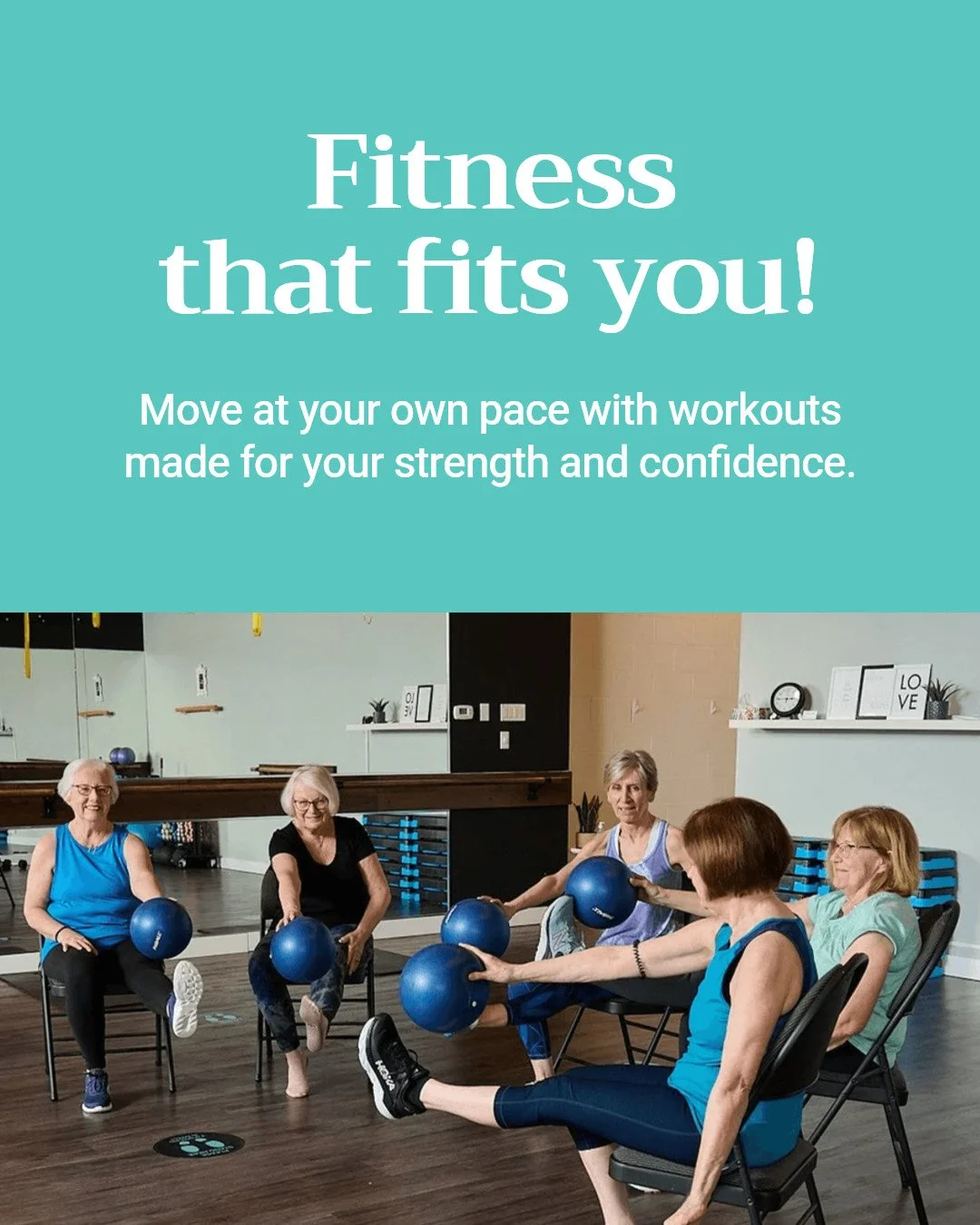 Move at your own pace with workouts made for your strength and confidence!

From Chair Fitness to Metabolic Mixer, our classes focus on boosting bone strength, managing weight, and easing menopause symptoms &mdash; all in a supportive, no-intimidatio