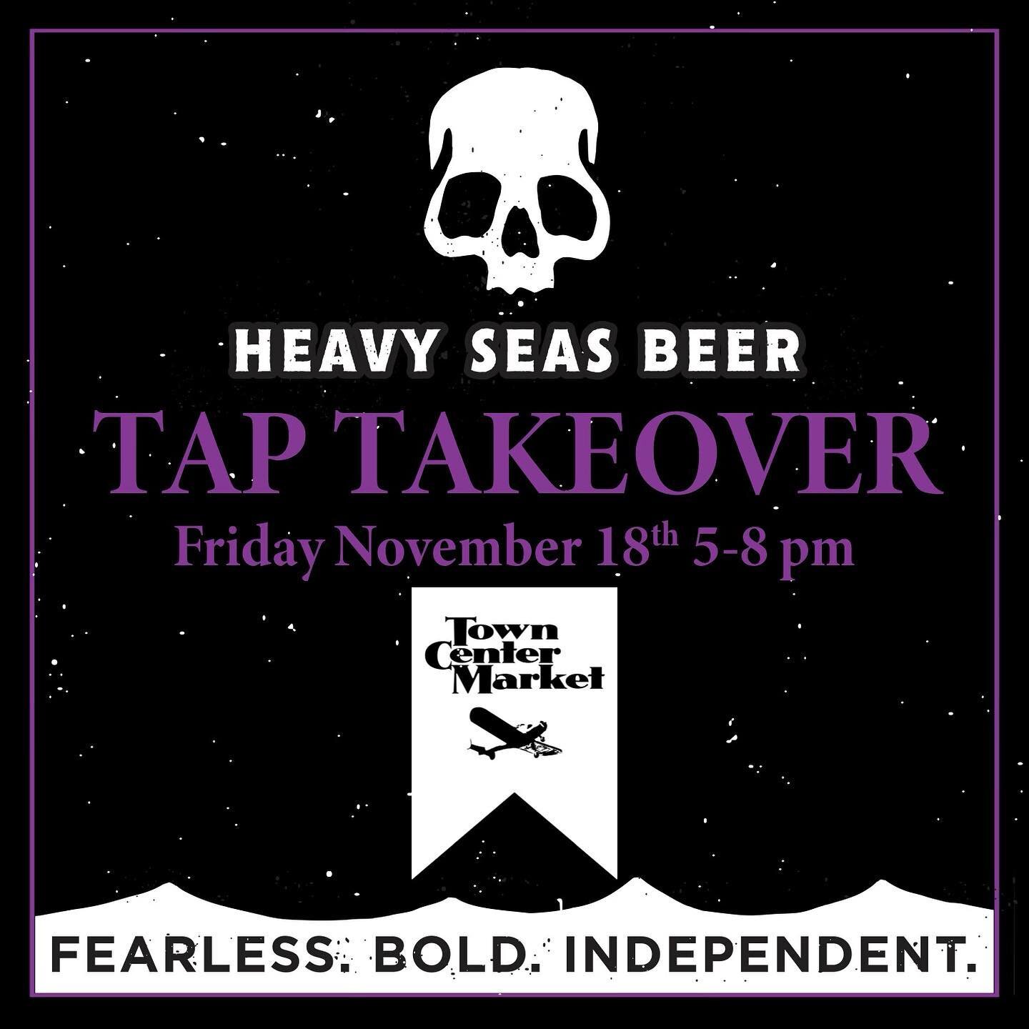 No plans tonight? Check out the @heavyseasbeer tap takeover at @town_center_market tonight 11/18 from 5-8 pm 🍻