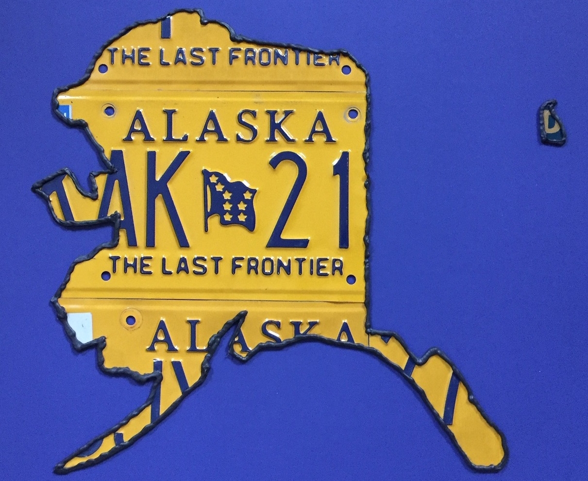 FIRST STATE, LAST FRONTIER, 2018 22 in x 16 in Alaska and Delaware, 1:5,500,000 scale