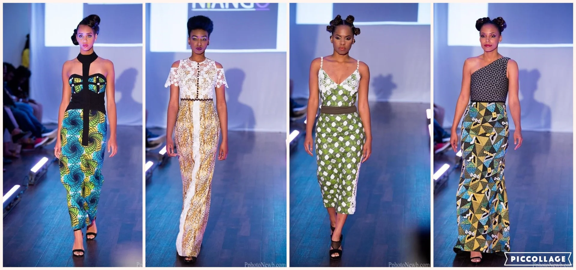 Four dresses from Niango’s ‘African Queens’ collection. Photo credit: Photonewb