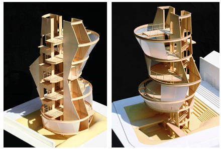 Models for the Samitaur Tower by Eric Owen Moss