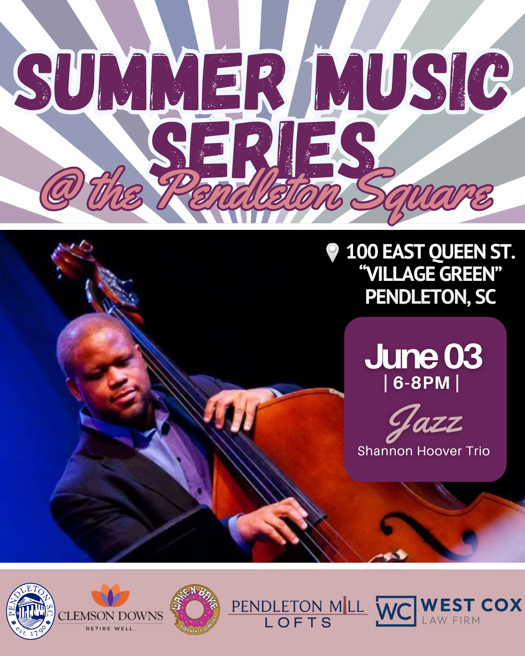 Shannon Hoover Trio-Pendleton, SC Summer Music Series