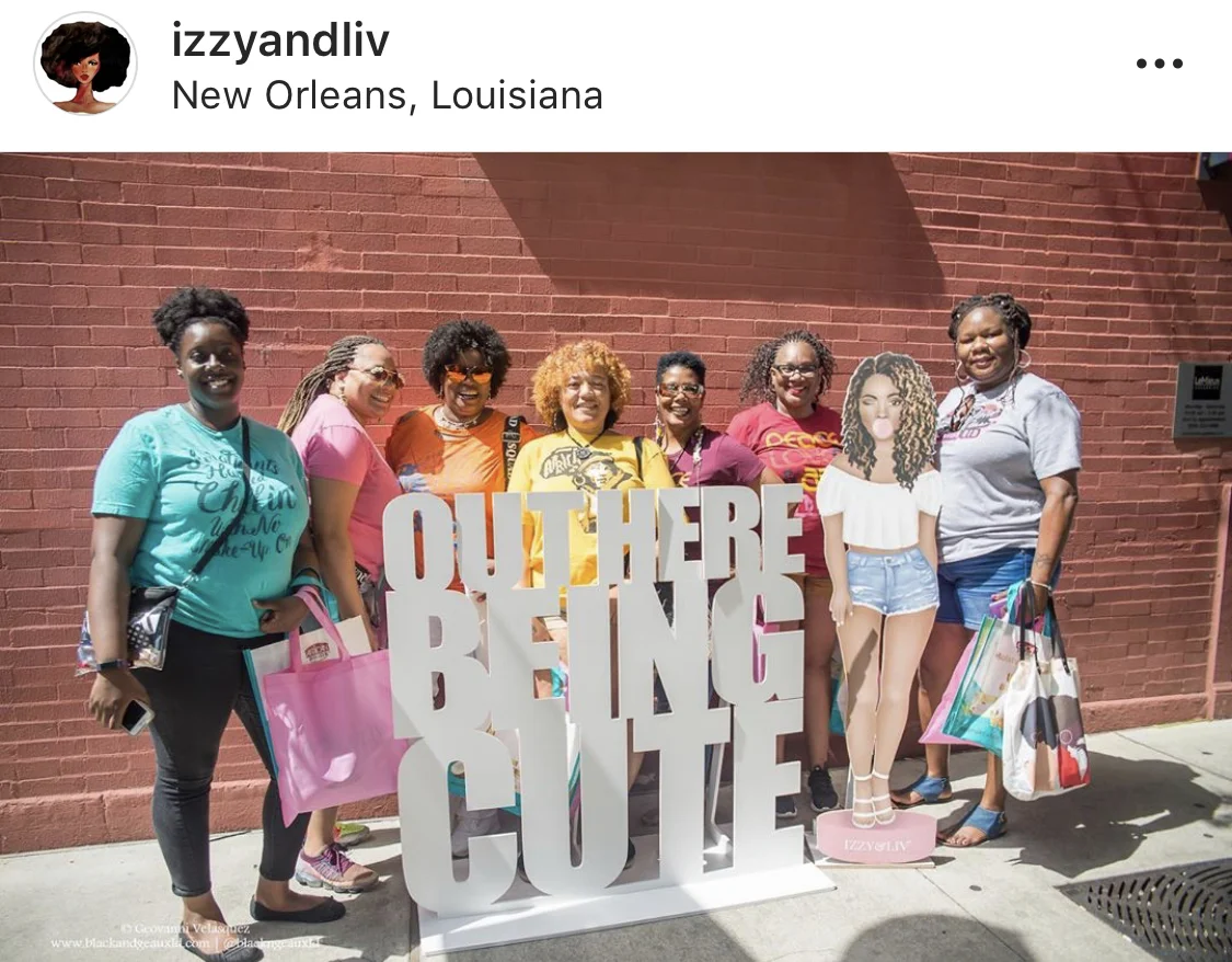 Another view of the “Out Here Being Cute” Sign which was posted outside of the Izzy & Liv Pop Up Shop. This was a great way to extend the brand beyond the walls of the pop-up shop.