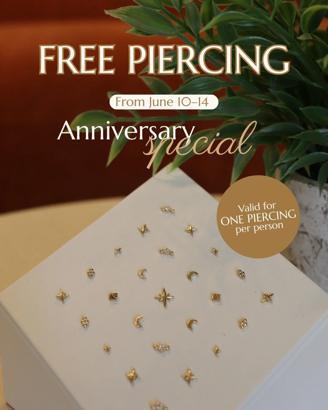 Just a little reminder❤

As part of our 8th anniversary celebration and as a small thankyou for your continued love and support, from June 10&ndash;14 we'll be offering ONE FREE piercing  per person. ✨

If you've been thinking about getting that pier