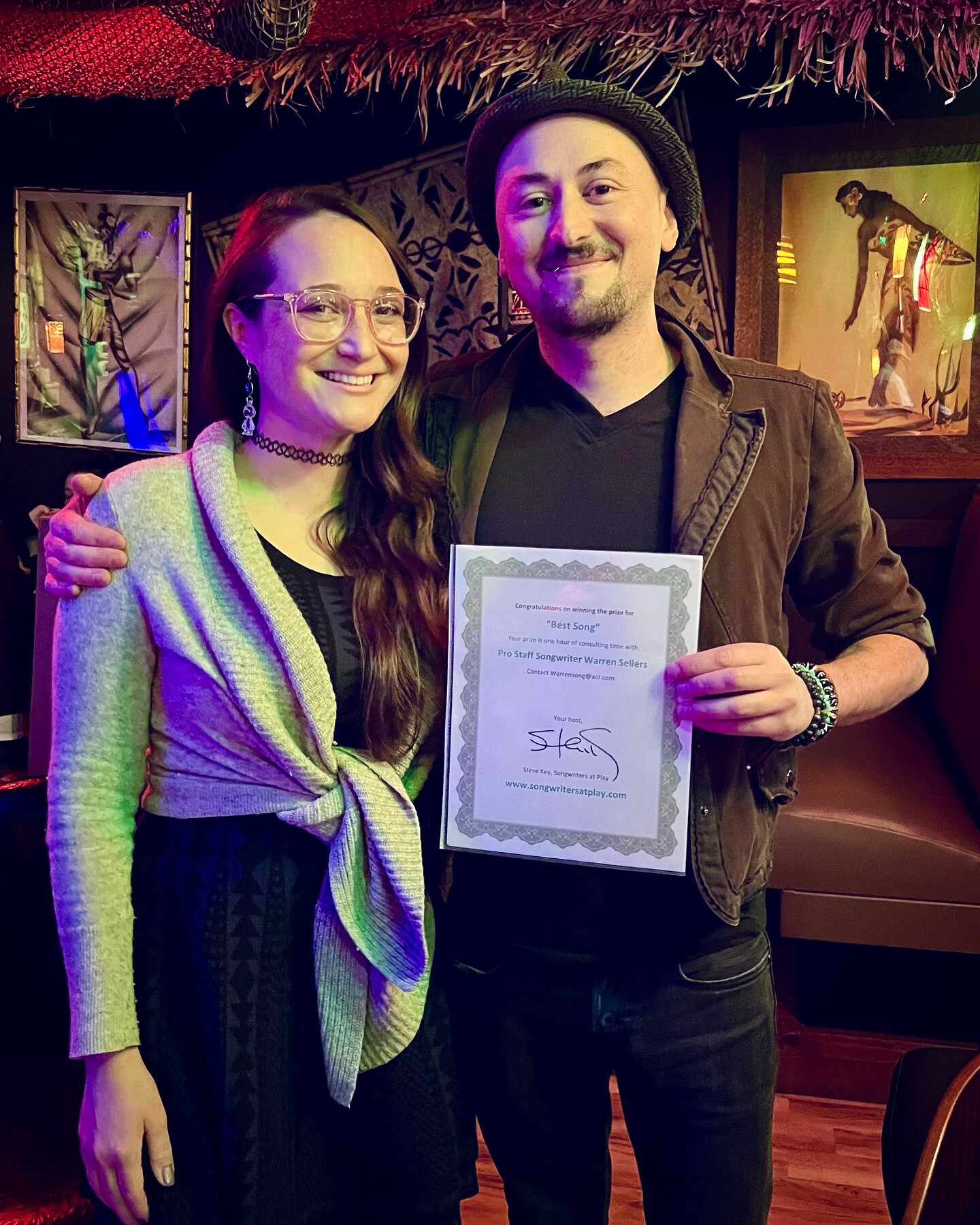 Last night I won &ldquo;Best Song&rdquo; at the Song Contest presented by Songwriters At Play in Solvang, CA. I won for my song &ldquo;Say It a Thousand Times&rdquo; about the struggle for positive body image and the power of saying affirmations in t