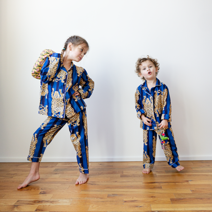 Kids Tiger Pajama Set, Blue
