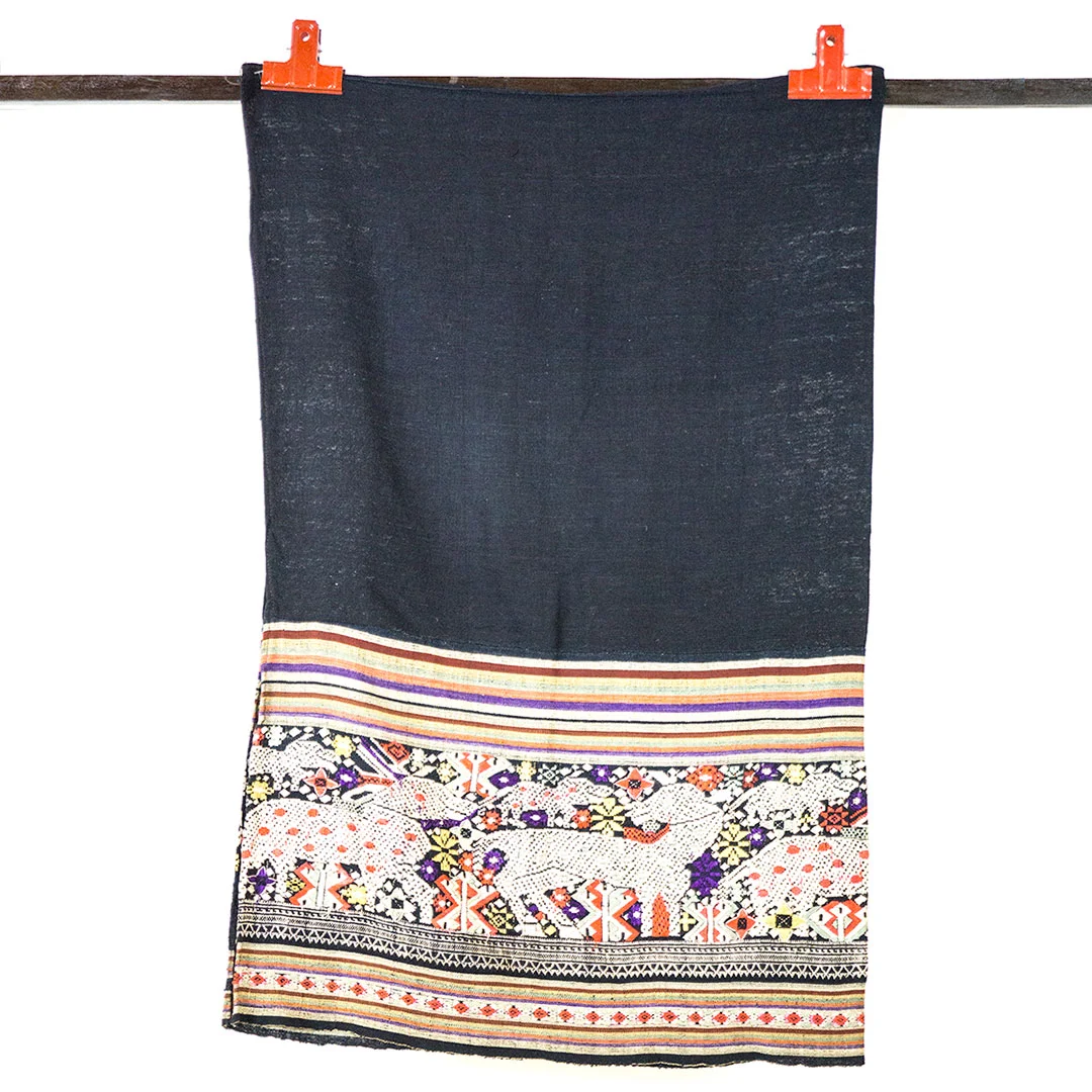 Textile, Throw, Black w/Embroidery