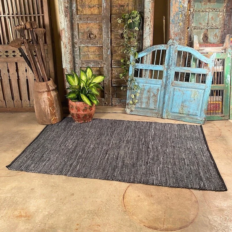 Woven Recycled Rug,  Grey / Blue