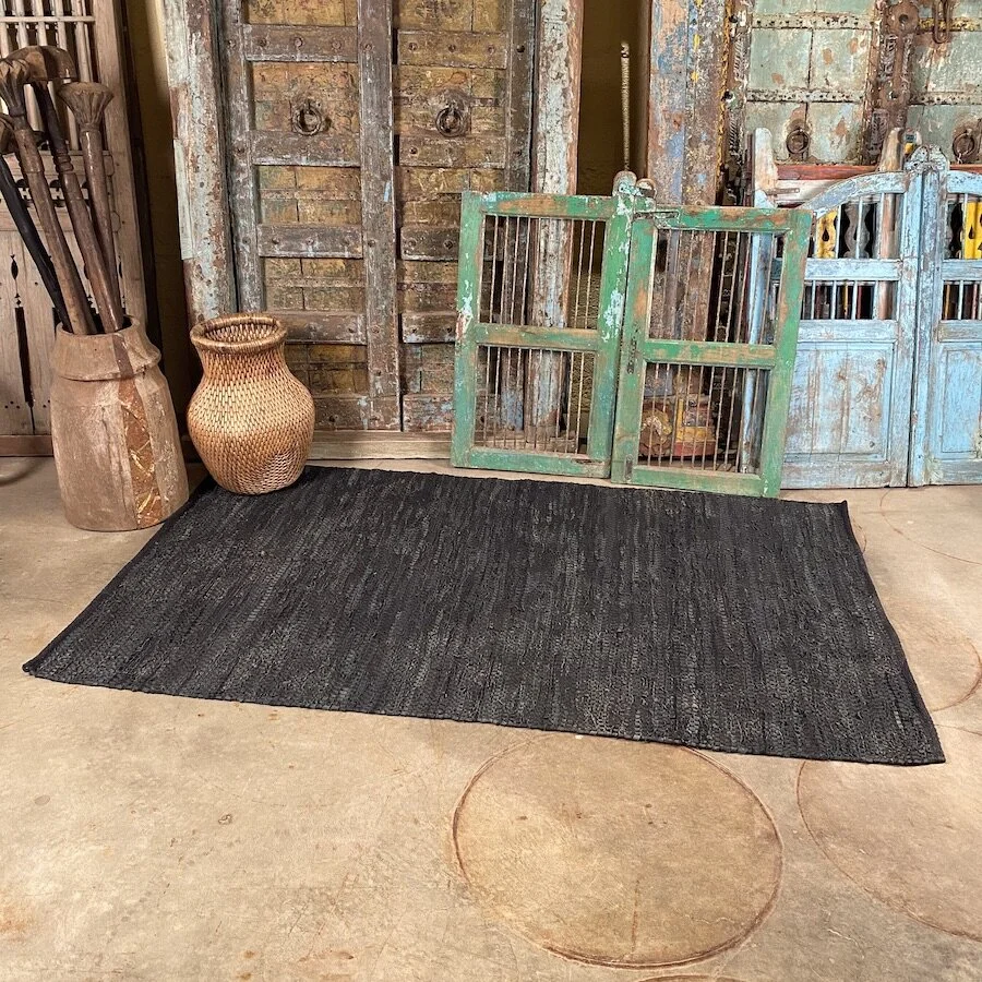 Woven Recycled Rug,  Black