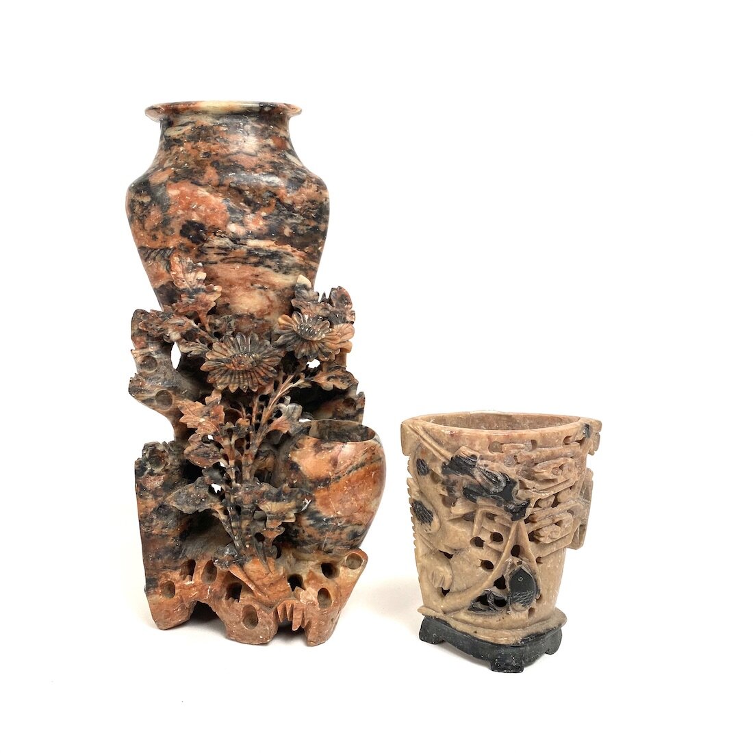 Carved Chinese stone vases