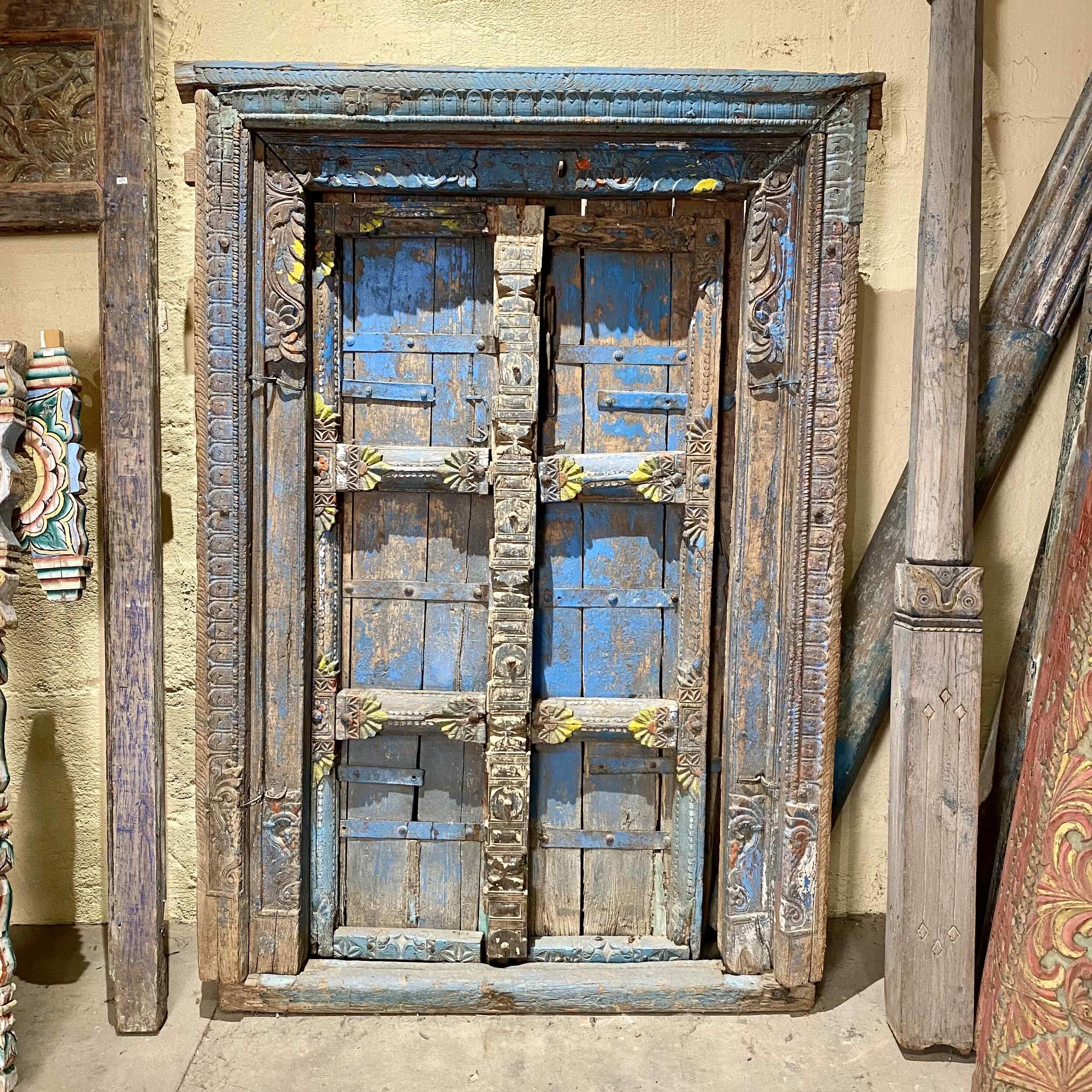 Indian Teak Door with Iron Details, 3