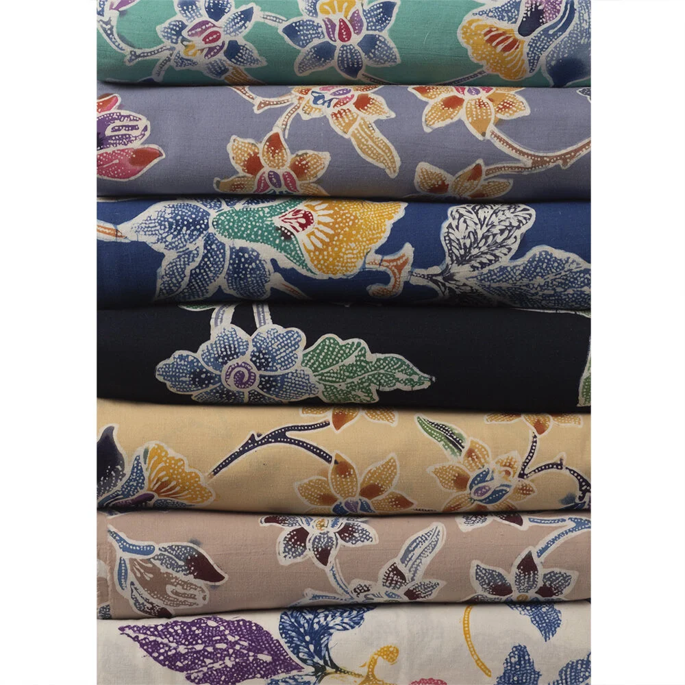 Batik Fabric, Neutral Florals