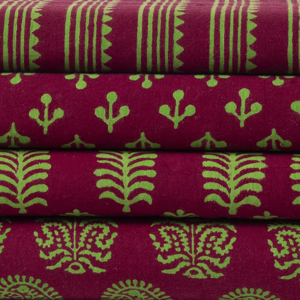 Batik Fabric, Red/Green Patterns
