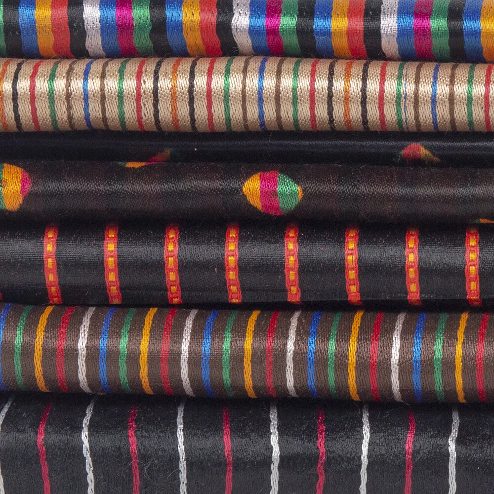 Burmese Silk Fabric, Dark Colors