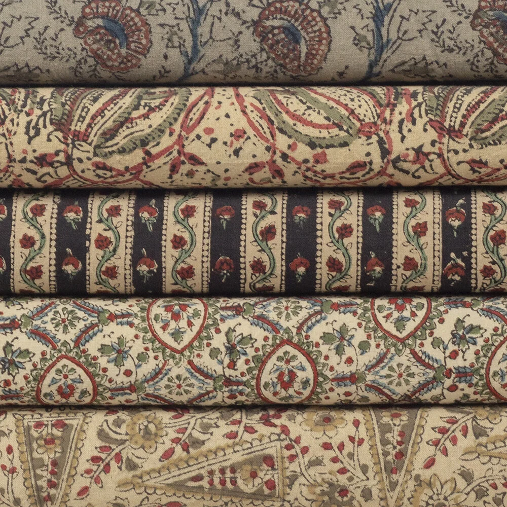 Blockprint Fabric, Tan Neutrals