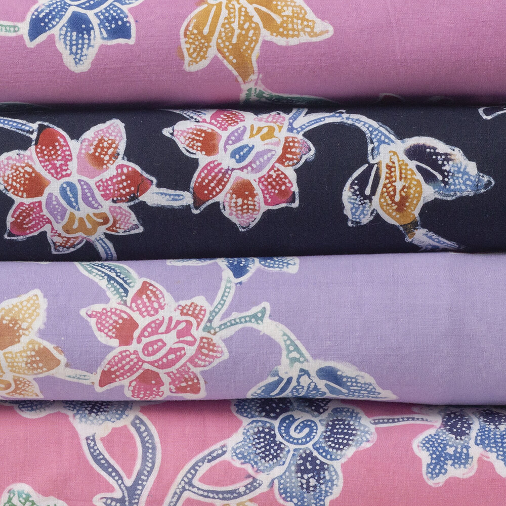 Batik Fabric, Pastel Florals — Cargo Inc