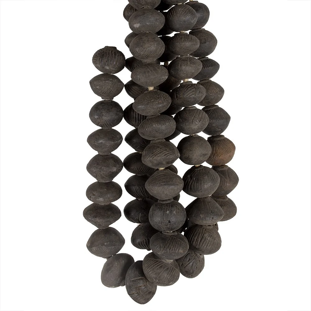 African Clay Spindle Whorl Beads, Mali