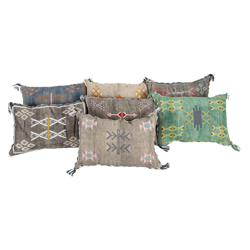 Embroidered Lumbar Pillows, India