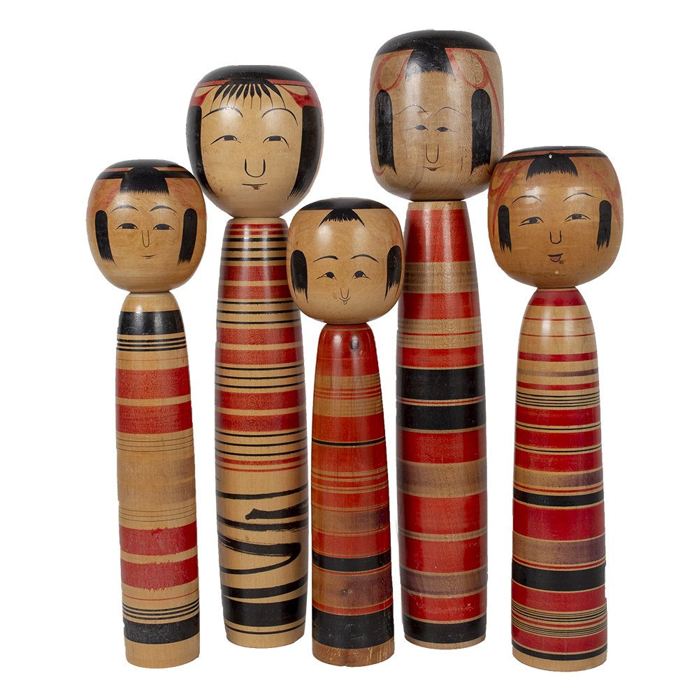 Striped Sisters Kokeshi