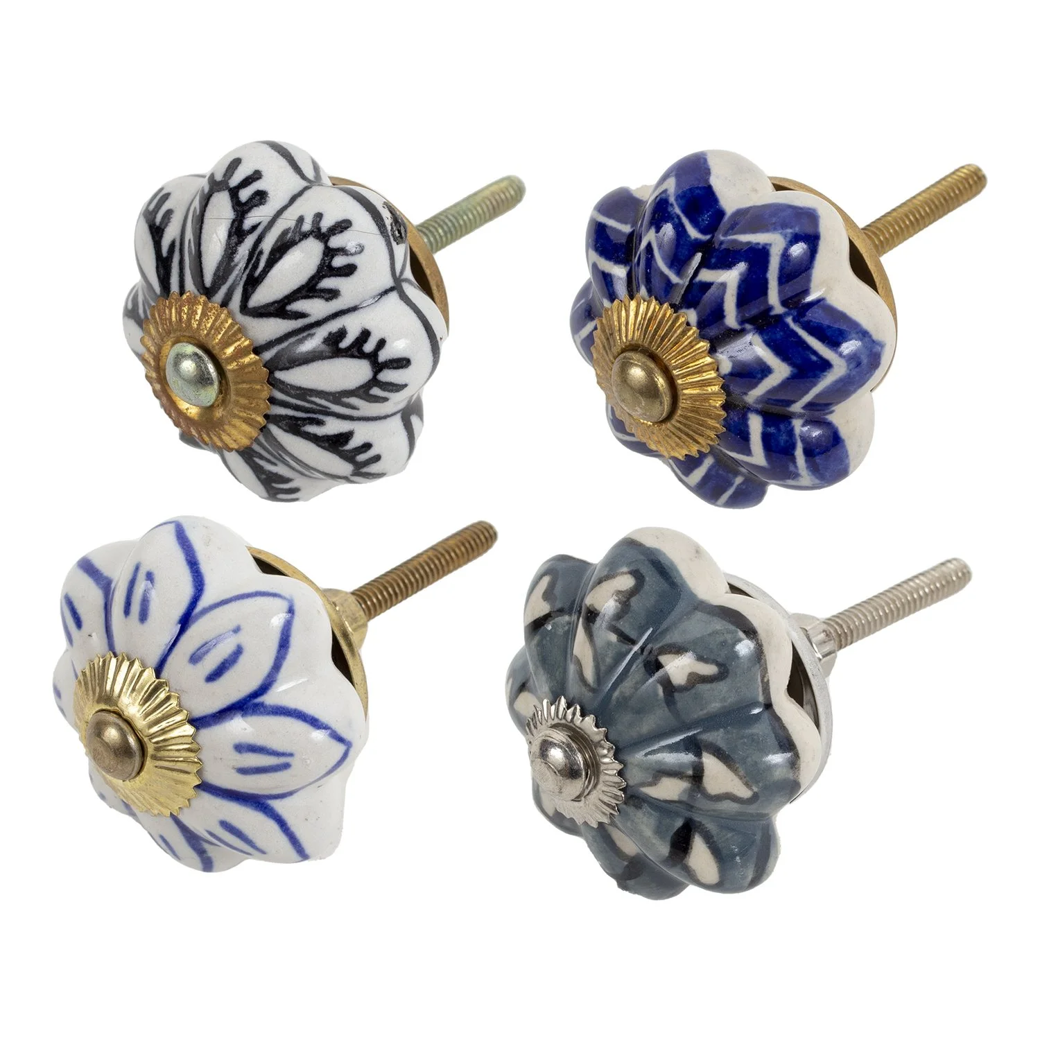 Ceramic Hardware, Scallop Hand-Painted