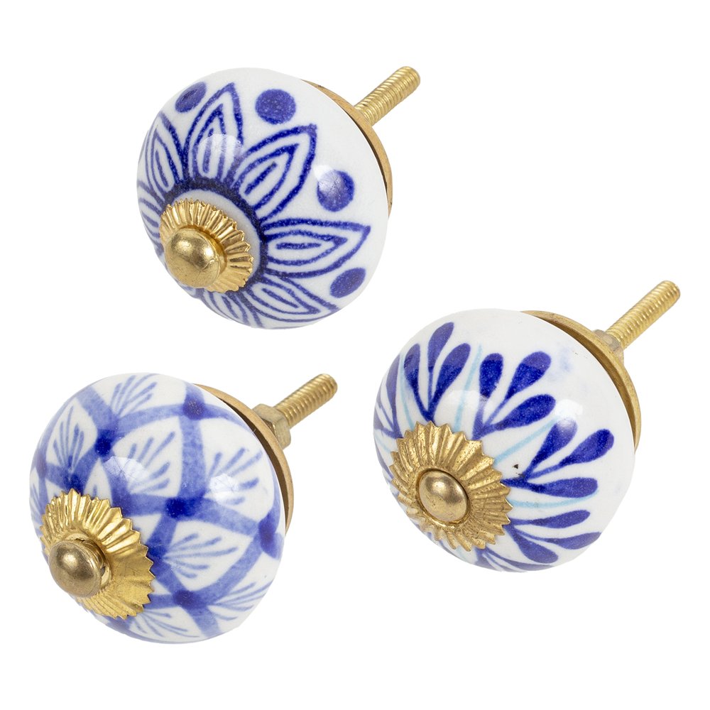 Hand Painted Ceramic Knob - Azul Cobalto